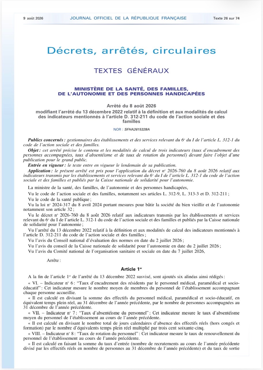 3 nouveaux indicateurs appelés à être rendus publics - EHPAD